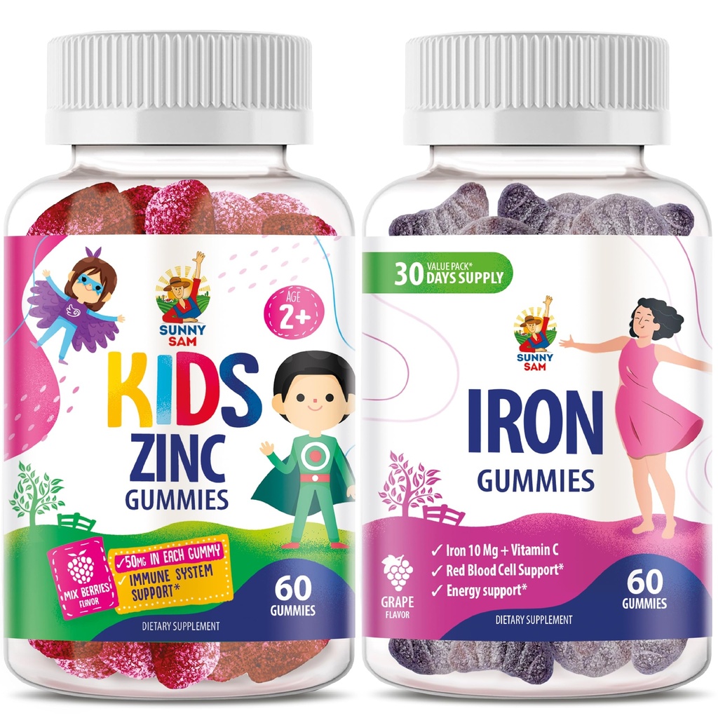 SUNNY SAM železa Odrasli z vitaminom C in cink otroci Gumies