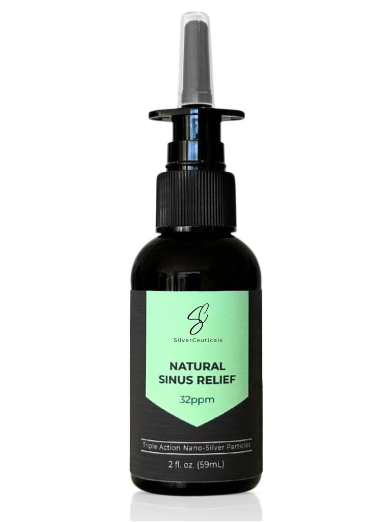 Sinus Relief Spray w/Coloidal Silver - naravna alergija Simptom Relief - Okužba - Olajšajte prezasedenost - tanka sluz - Nazal Dekongestiv - Izpiranje in čiščenje Sinuse - Samo 2 Sestavine - 2oz