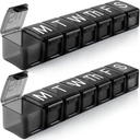 2 Pack Extra velike tedenske tablete Organizator, BPA brezplačno tablete Box 7 dan z XL predelek za ribja olja, Potovanja prijazno Medicine Organizator tablete Primer za vitamine,Dodatki