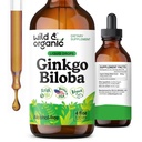 Wild & Organic Ginkgo Biloba Ekstrakt kapljice - Brain & Fokus Podpora - Tekoči Ginkgo Biloba Dodatki - Vegan, Sladkor & Alkohol brez zeliščnega Tinkture - 4 fl oz