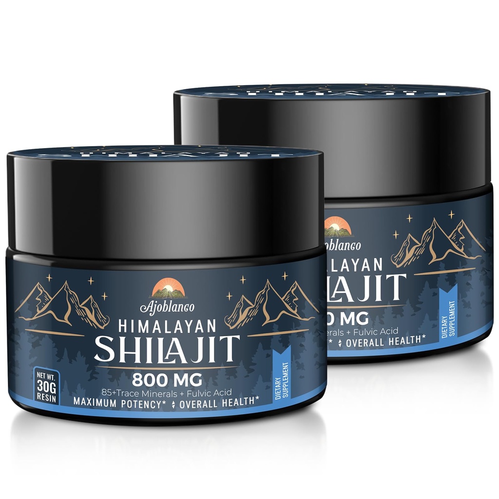 Ajoblanco 800 Mg himalajski Shilajit Resin, Shilajit Pure Himalaan Organic, Shilajit dodatek s čistoto, visok odmerek in moč za energijo, moč in imuniteto, moški in ženske, 30 Grams, pakiranje po 2