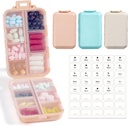 3 Pack, 14 GRIDS potovalne tablete Organizator škatle z nalepkami - Travel Medicine Case Kit - Pocket Daily Lekarna Container - Travel Medicinal Holder Dispenser za ribje olje Vitamin dopolnilno shranjevanje