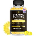 Učinkovite Nutra Kreatin Monohidrat Gumiji - 1g Kreatin na Gummy - Veganske mišice in moč dodatek za moške in ženske - Podpira mišično rast, energijo, vzdržljivost - Lemon Flavor, Made in USA (90ct)