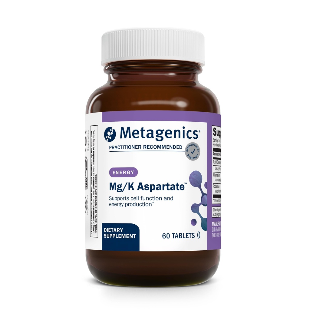 Metagenics Mg/K Aspartate - Potassium & Magnesium Aspartate Electrolyte Supplement* - Supports Heart, Muscle, & Nerve Health* - Highly Absorbable, Non-GMO, Gluten-Free, Vegetarian - 60 Tablets