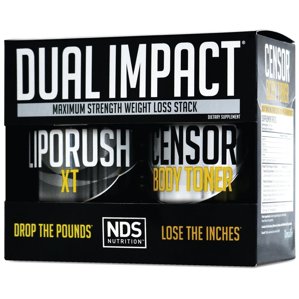 NDS Nutrition maksimalna moč Dual Impact Stack - Moč 2-v-1 hujšanje Kit združuje visokoenergijske maščobe gorilnik XT Termogenik s Premium CLA CLA toner telo (60 Caps & 90 Softgels)