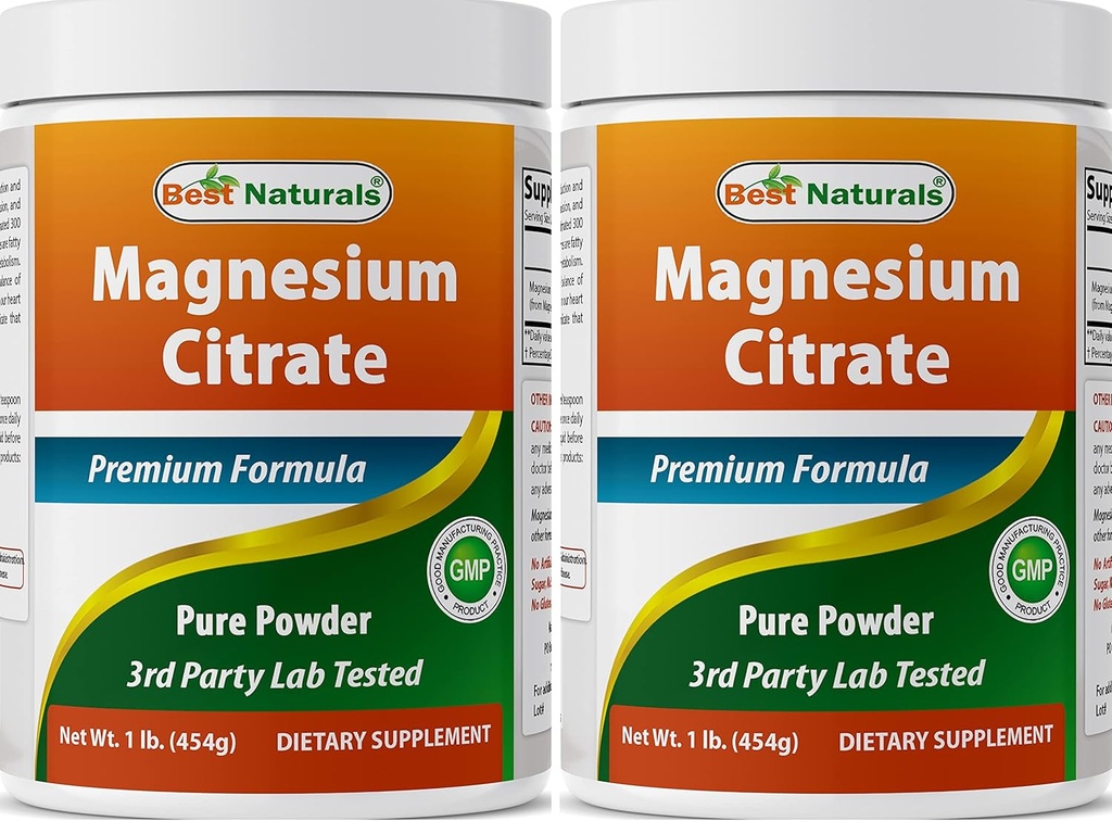 Najboljši naravni magnezijev citrat v prahu 1 funt (1 LB (paket z 2))
