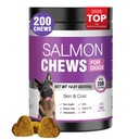 Omega 3 Skin and Coat Supplement for Dogs 200 Chews Dog Fish Oil Supplements with EPA & DHA Fatty Acids Dry Skin Relief for Dogs Shedding Allergy Itching Promotes Heart Hip Joint Health Salmon Flavor