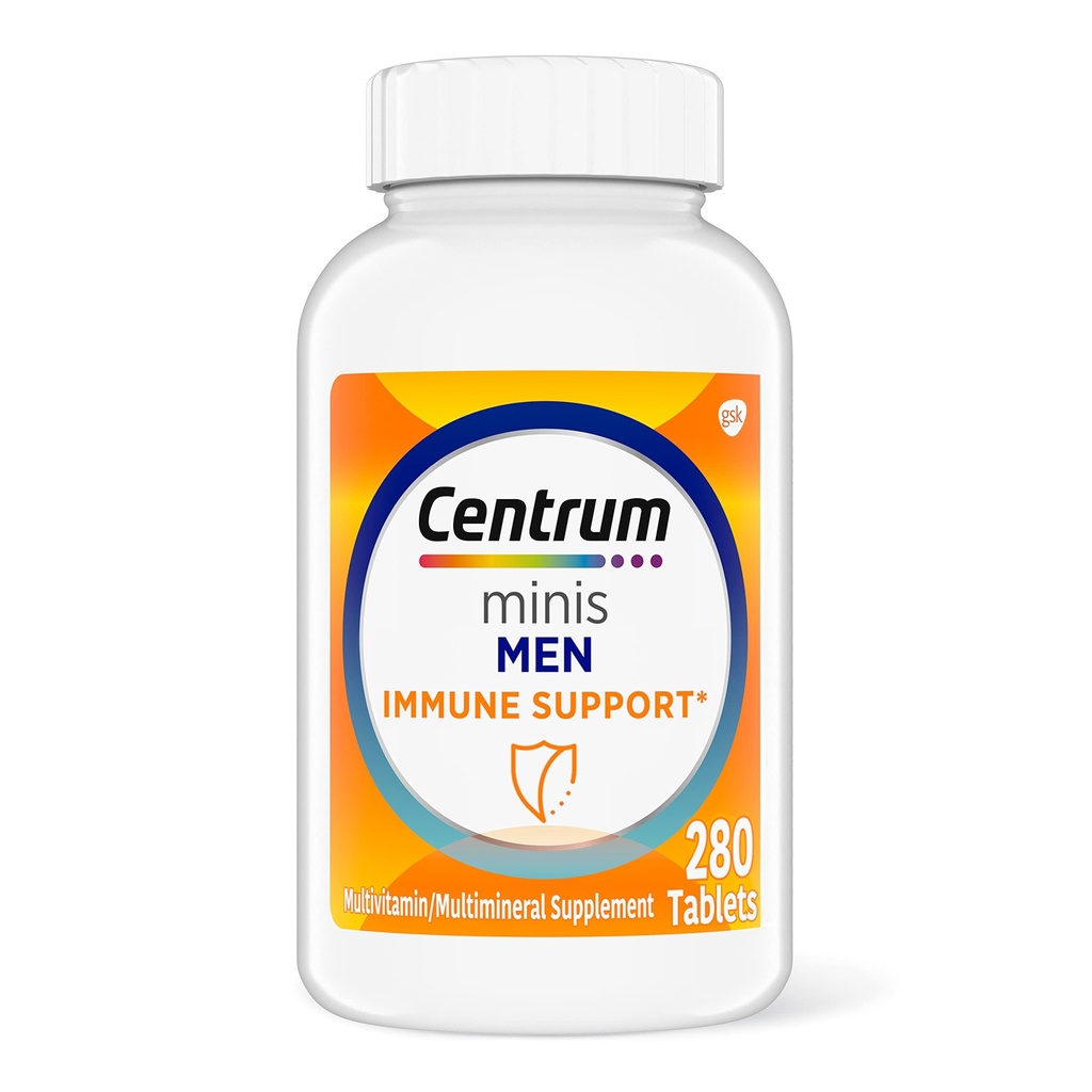 Centrum Minis Moški dnevni multivitaminski za moške za imuno podporo z cinkom in vitaminom C, 280 Mini tablete, 140 dnevna dobava