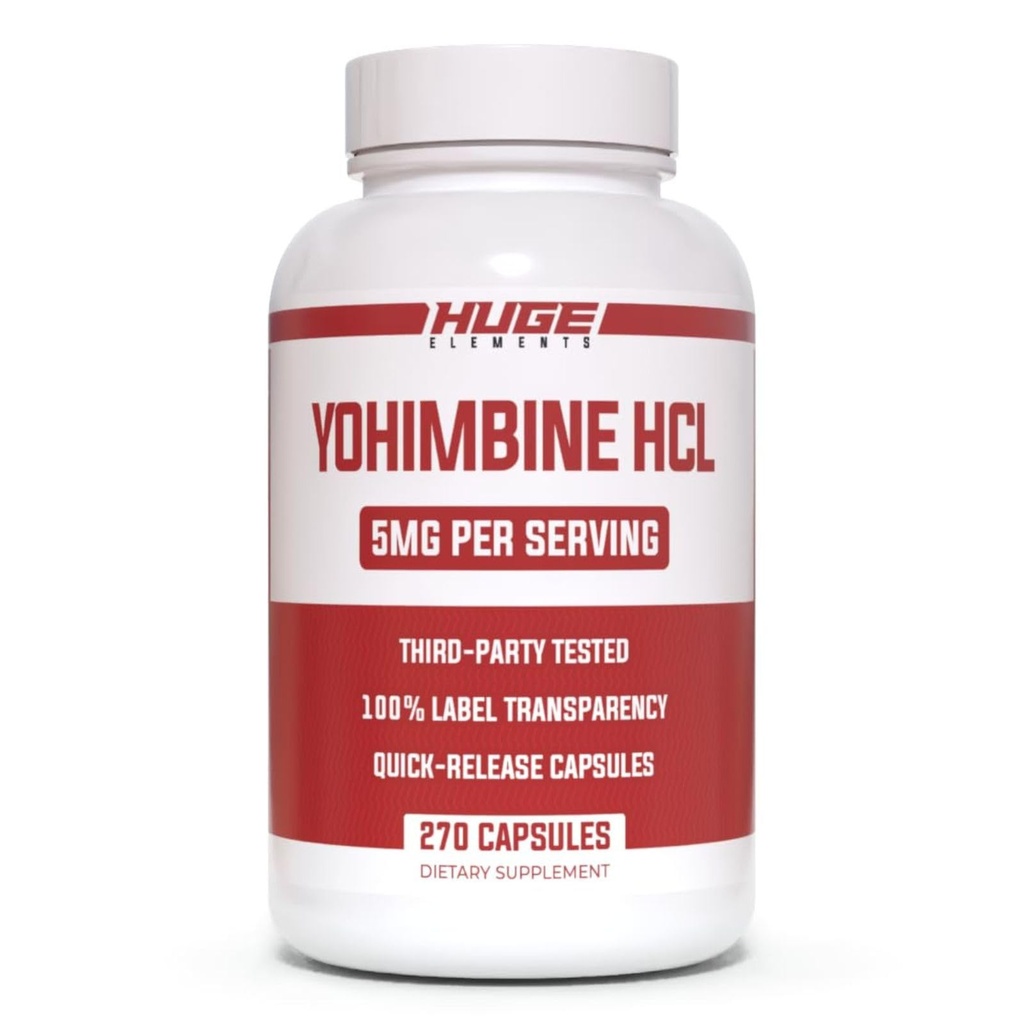 Ogromni dodatki Yohimbine HCl 5mg, tretja stranka testirana, Fat Loss & Energy Support, Napredno Performance Formula za obnovo telesa - 270 Veg kapsule