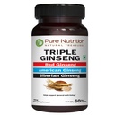 Pure Nutrition Trojni ginseng - edinstvena in učinkovita kombinacija rdeče ginseng, ameriški ginseng in sibirski ginseng. 790 mg na kapsulo 