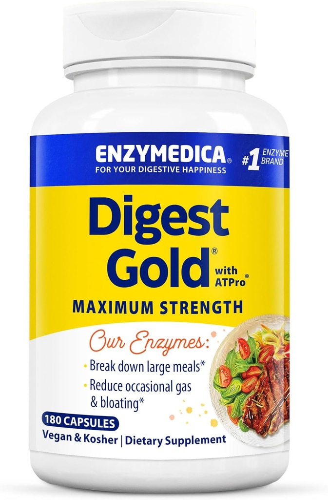 Enzymedica Digest Gold + ATPro, maksimalna podpora, 180 kapsul
