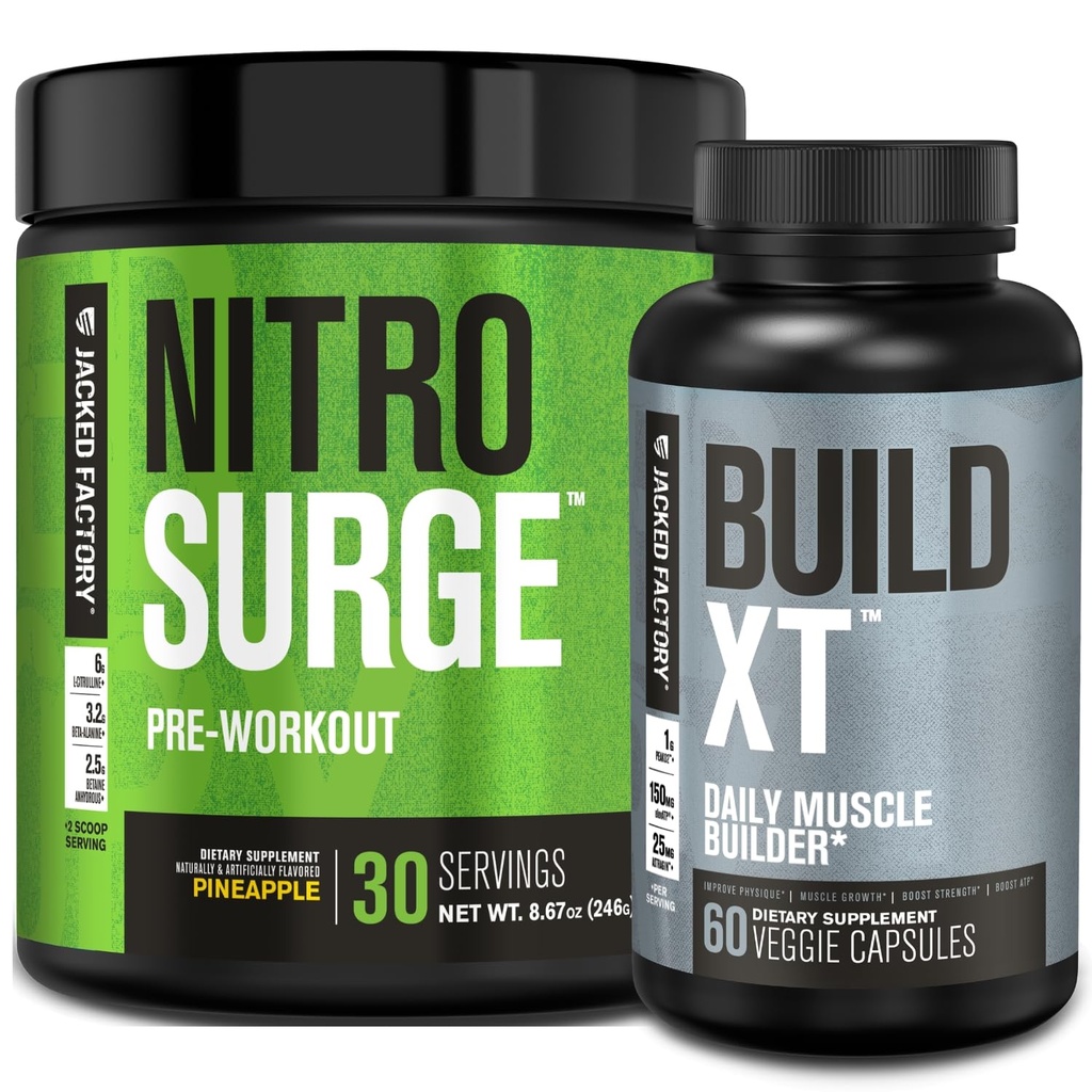 Jacked Factory Nitrosurge Pred-delo v Ananas & zgraditi XT Muscle Building Bunded za moške in ženske