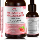 Kalijev magnezijev citrat dodatek, Magnezijeve tekoče kapljice z magnezijevim glicinatom 1000mg z Ashwagandha,Zinc,Support Clam & Podporni imunski sistem (Strawberry,2 FL.OZ.)