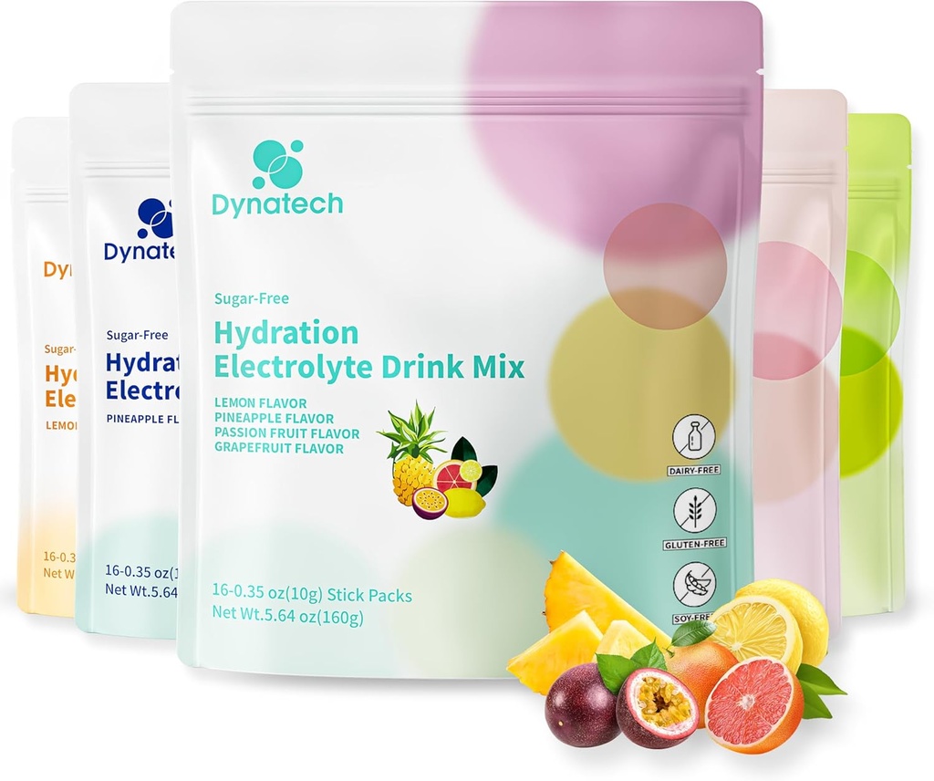 Dinatech Zero Sugar Electrolyte Drink Mix - Variety Pack - Hydration Powder Packets z 10 Elektroliti in vitamini 