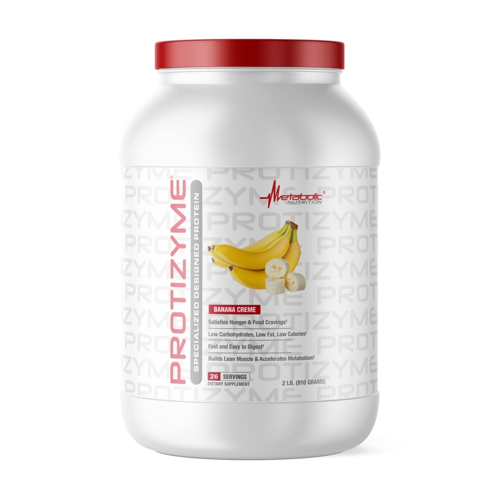 Presnovna prehrana - Protizyme - Whey Protein Powder, visoke beljakovine, nizka vsebnost ogljikovih hidratov, nizka vsebnost maščob z digestivnimi encimi, 24 Esencialni vitamini in minerali, banana Creme, 2 funta