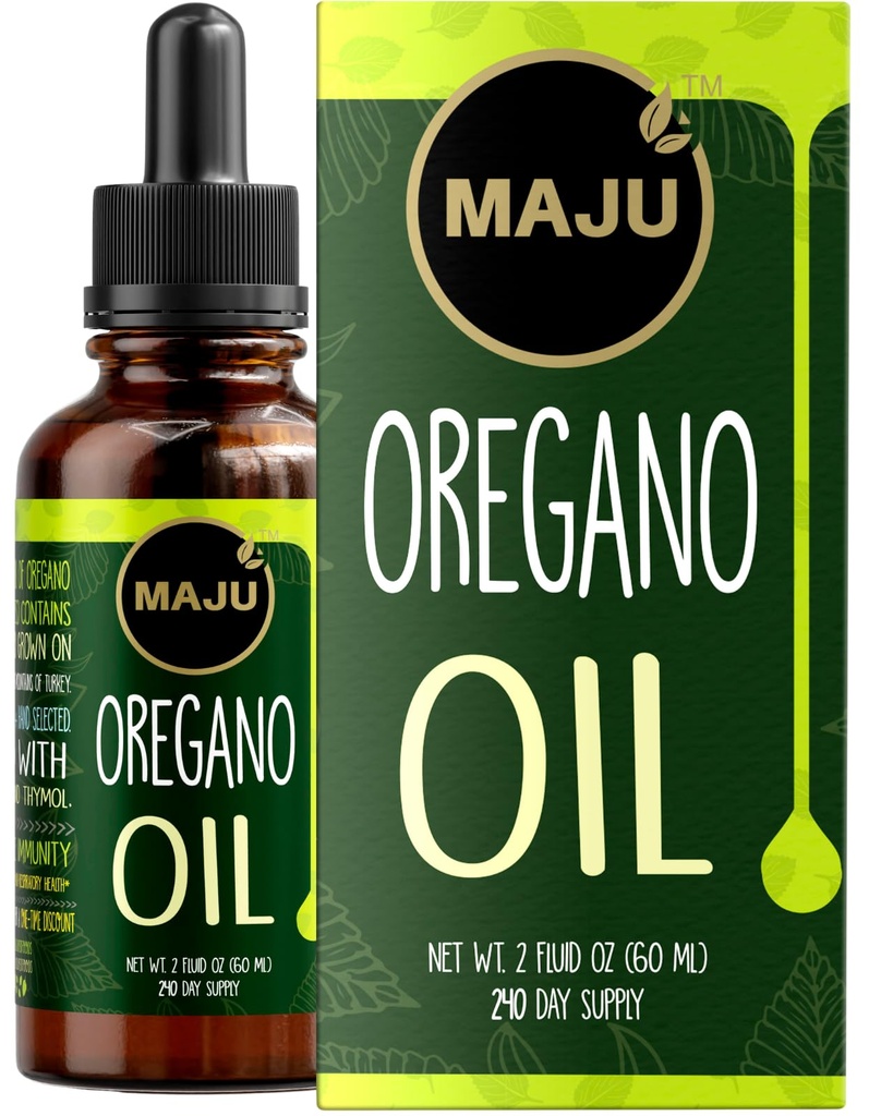 MAJU Origano kapljice olja - močen 90%+ Carvacrol (2 fl Oz) Wild Mediterranean Essential Oil of Origano Liquid, Aceite de Origano, Imunska in Sezonska podpora