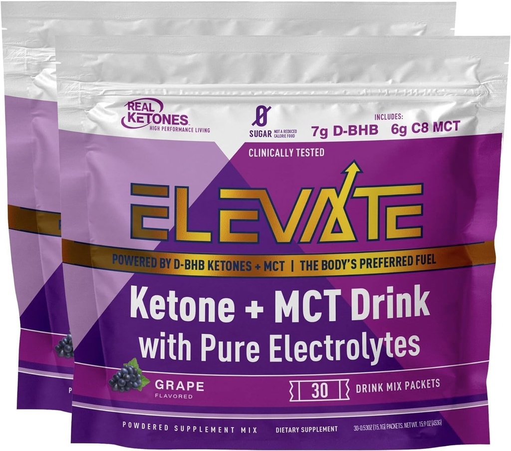 Real Ketones Eksogeni Keto D BHB + MCT + elektroliti, Kofein Brezalkoholna pijača v prahu, Grozdna torta za hitro ketozo (56 Serving)