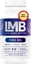 Wild Caught Omega 3 ribje olje 3000mg - Trojna moč Burpless DHA 900mg + EPA 1200mg Non-GMO - Enteric prevlečen brez pookusa - LMB (90 Soft Gels)