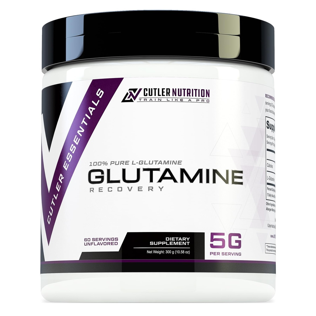 Cutler Essentials 100% Pure L-glutamin za izboljšano okrevanje, Lean Muscle Support in izboljšane sinteze beljakovin 