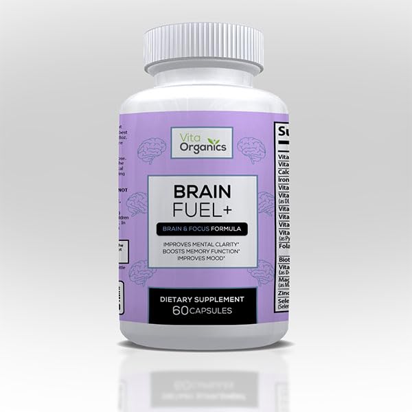 Možgansko gorivo+ DMAE Memory Supplement for Focus, Mood, Duševna energija za zaposlene moške in ženske - 60 Kapsule, Izdelano v ZDA