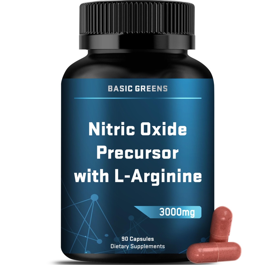 L-arginin 3000mg dušikov oksid dopolnilo za moške in ženske – ne-GMO Veganske kapsule z beljakovinskim korenom za kroženje, vzdržljivost, energijo, Stamina, zmogljivost in delo – 90 Caps