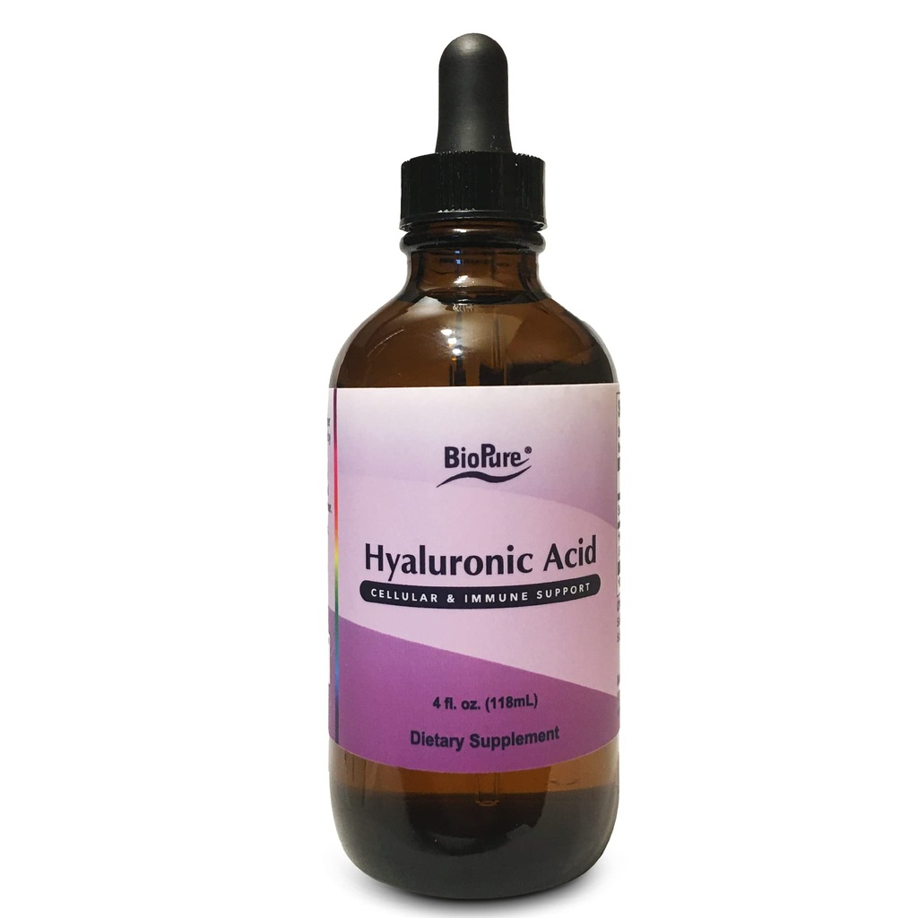 BioPure Hyaluronic Acid Liquid Solution – vse naravne, zelo biorazpoložljive oblike hialuronske kisline za oralno in topično uporabo v korist skupne maziva in kožo hidracijo, elastičnost – 4 fl oz