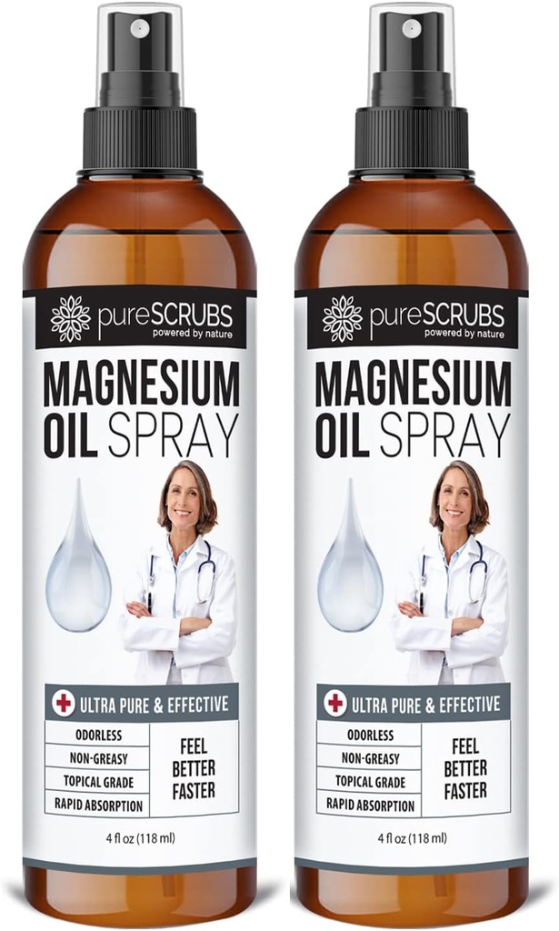 Čisti topično magnezijevo olje Spray, ultra hitra absorpcija za boljše zdravje, Pure Zechstein Brine - (2 steklenica vrednost paketa)