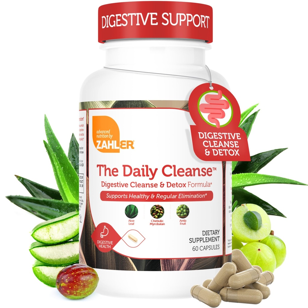 Zahler Daily Cleanse, Digestive Cleanse & Detox Formula, podpira zdravo in redno izločanje, 60 kapsul.