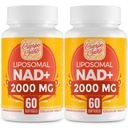 2000 MG NAD dodatek, Liposomna NAD+ z visoko absorpcijo, bolj učinkovito kot nikotinamid ribozid, Pure & Plus povečanje dodatek, Staranje obramba, Presnova & Celularna, 120 mehkih