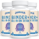 All-In-One Detox Binder Dodatek 1500 MG - visoka biološka razpoložljivost, čiščenje jeter Gut Detox očisti z aktiviranim ogljem, Zeolit in bentonit Clay za toksine, jeter, prebavne, 270 Veganske kapsule