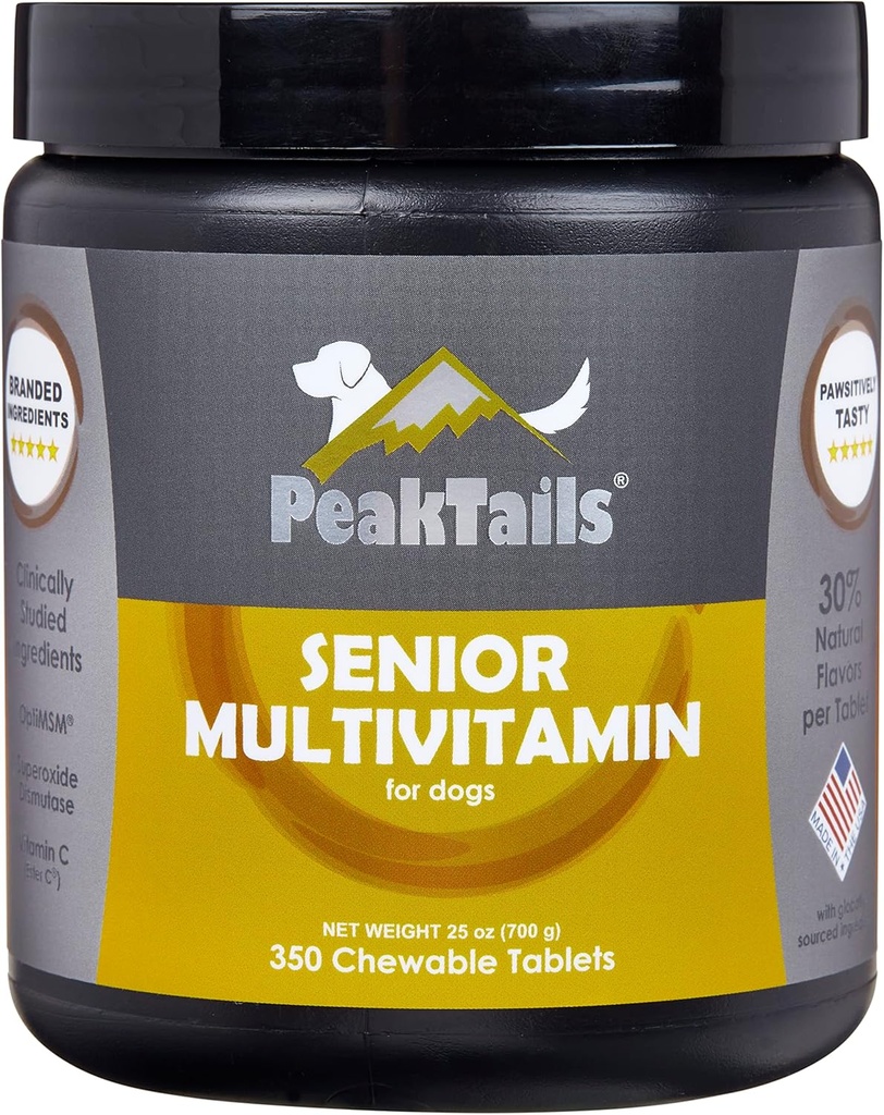 Senior multivitamin za pse – 350 žvečljivih tablet z MSM, superoksid dismutazo