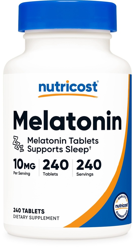 Nutricost Melatonin 10mg, 240 Tablete - 10mg na postrežbo, ne- GMO, Gluten prost