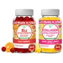 Lunakai Vitamin B12 in Colagen Gummies Bundele - 3000 mcg Metilkobalamin Visoka absorpcija Energija Gumiji - Ne-GMO proti staranju Dodatki za moške in ženske - 30 dni