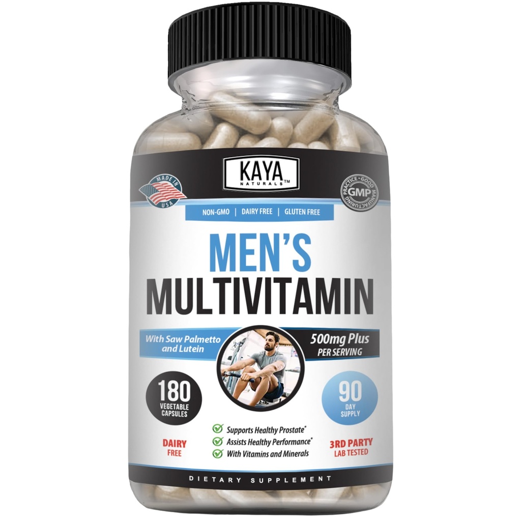 Kaya Naturals Multivitamin za moške - moški prostate multivitamin - Multi Mineral Daily Supplement - tablete za moške - Podpira zdrave prostate - Vitaminas para Hombres - 180 Veggie kapsule