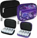 Serfeymi Weekly Travel tablete Organizator tablete Primer za zapornice z odstranljivo 7 dan tablete Box, Modno potovalne medicine Organizator tablete Vsebnik za medicino, Vitamin, dodatek - Črna 01 + Purple 01