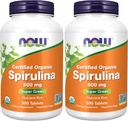 Zdaj dopolnila, Organic Spirulina 500 mg z vitamini, minerali in GLA (gama-linolenska kislina), 500 tablet (paket z 2)