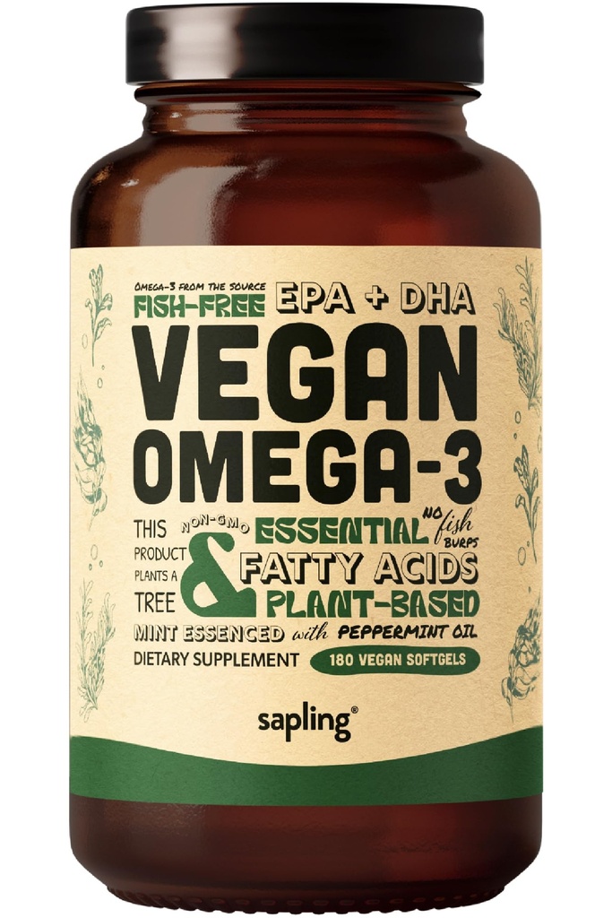 Vegan Omega 3 Dodatek - Rastline na osnovi DHA & EPA Maščobne kisline - Carrageenan Free, Alternative za ribje olje, Podpira srce, Možgani, Skupno zdravje - Trajno izvorno Algae, Ribje olje brez - 180 Mehkužci