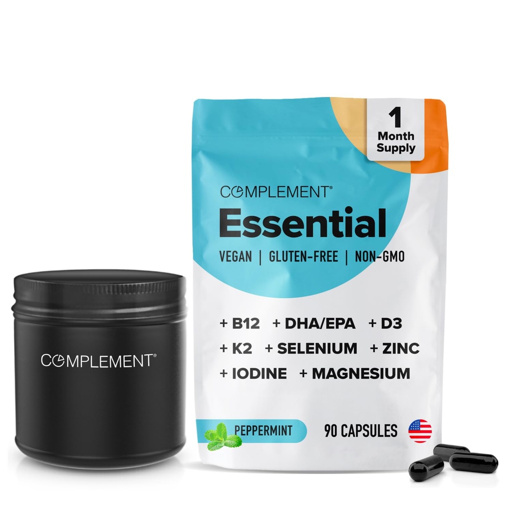Komplement Veganovi multivitamini za ženske & moške- omega 3 DHA+EPA, vitamin B12, vitamin D3 K2, cink, selen, magnezij, jodin dodatek- Imunska podpora- 90 Število, Vključuje Jar