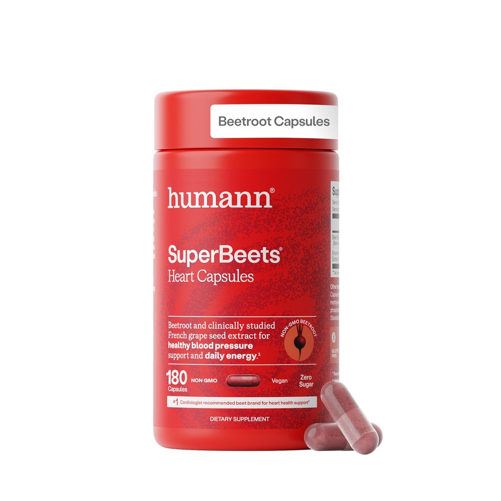 HumanN SuperBeets Pese Root Kapsule Hitra sprostitev 1000mg, Pomaga podpreti proizvodnjo dušikovega oksida, krvni tlak, zdravje srca, Vsebuje ne-GMO pesetroot v prahu, Študiran antioksidanti 180 Število