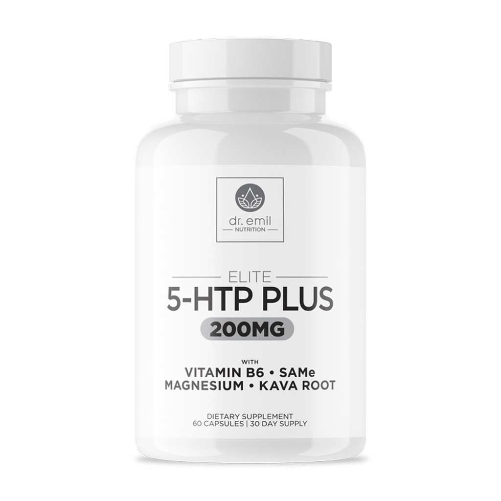 200 MG 5-HTP Elite z ekstraktom Kava Root, Magnezij & SAM-e za ohranjanje normalnega zdravega spanja in ustvarjanje občutka dobrega počutja - 5HTP dodatek z vitaminom B6 - 60 Kapsule, 30 Servinges