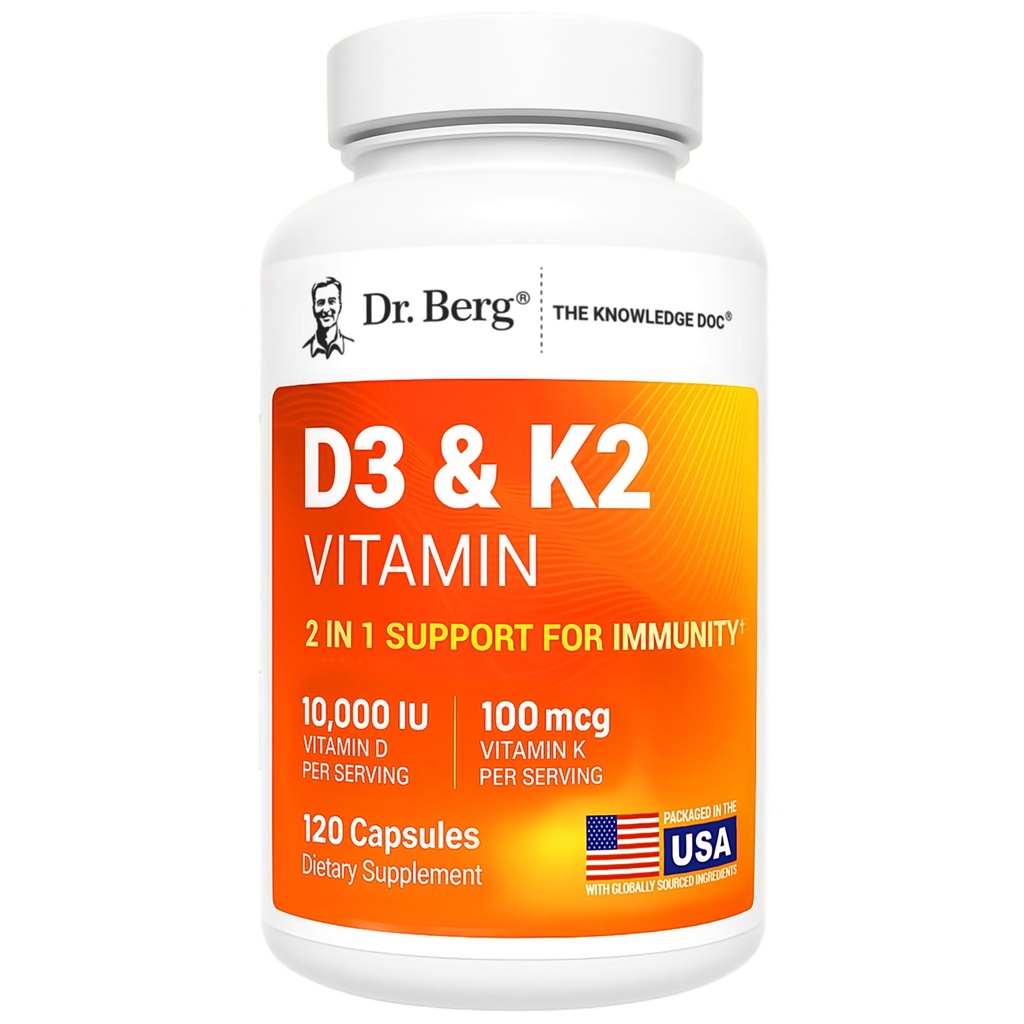 Dr. Berg Največja jakost 2-v-1 Vitamin D3 K2 10.000 i.e. 