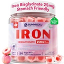 Veganski železov dodatek za ženske 25mg, brez sladkorja železove žvečilke z vitaminom C, Methy B12, Folat za povečanje energije, pomanjkanje železa, brez po okusu, Peach Flavor - 60 Count (Pack of 2)
