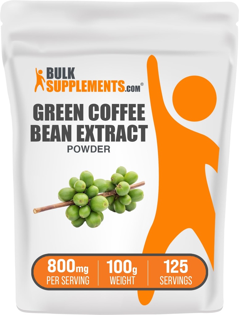 BulkDodaje Zelena kava fižol ekstrakt v prahu - Zelena kava fižol dopolnila - energijska podpora, Gluten Free, 800mg na serviranje, 100g (3.5 oz) (Pack of 1)