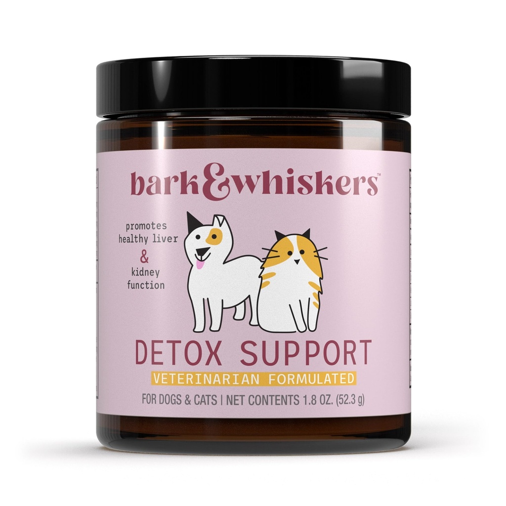 Bark & Whiskers Detox Podpora - pomaga pri podpori zdrave funkcije jeter in ledvic - Zeliščna mešanica z organskim mlekom Thistle & zeleni čaj - 1.8 oz