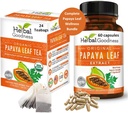 Papaya Leaf Extract kapsula in Papaya Leaf Tea Bundle - popolnoma podporo imunskega zdravja in prebavne Wellness