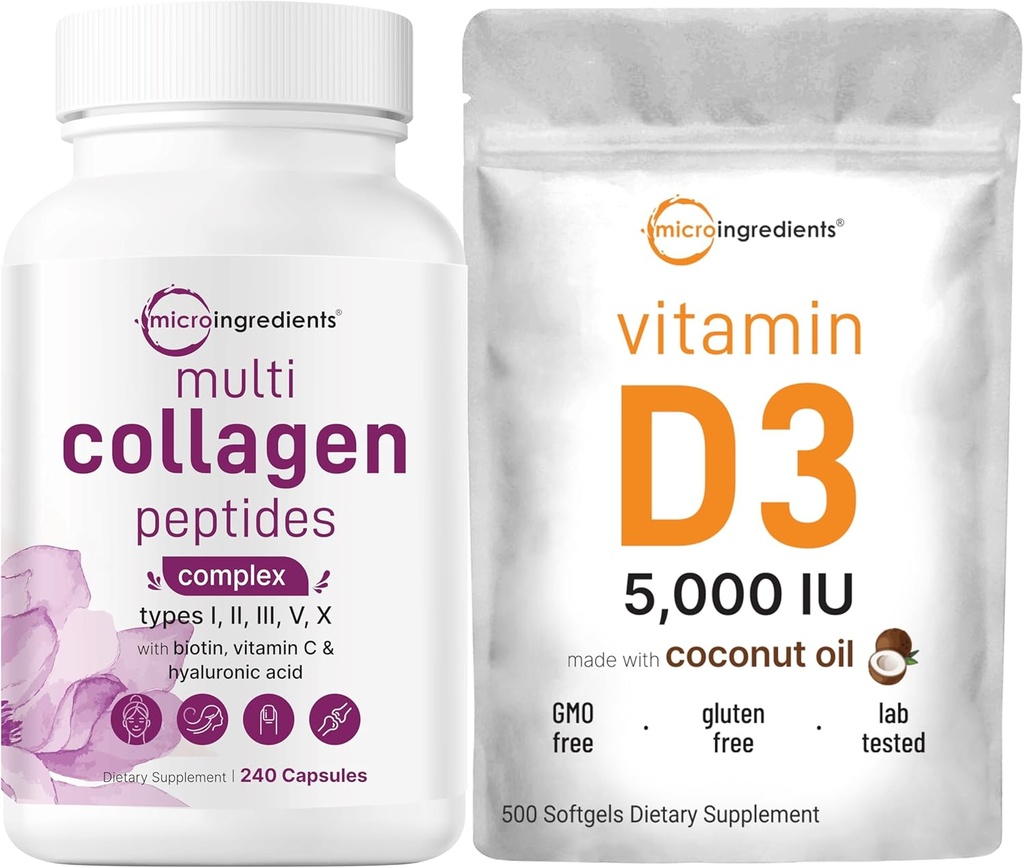 Mikro sestavine Več kolagenske tablete in vitamin D3 5000 i.e. paket paketa 