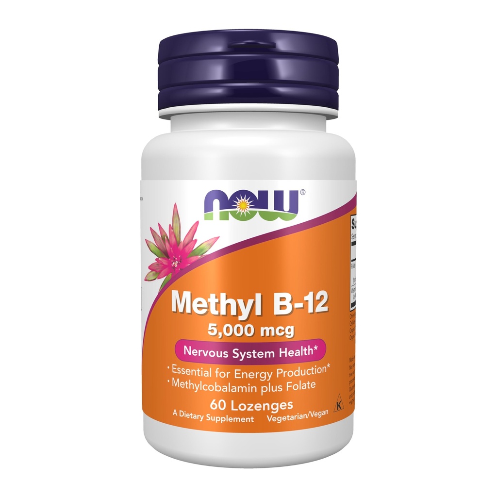 NOW Food Supplements, metil B-12 (metilkobalamin) 5.000 μg, Zdravje živčnega sistema*, 60 Lozenges