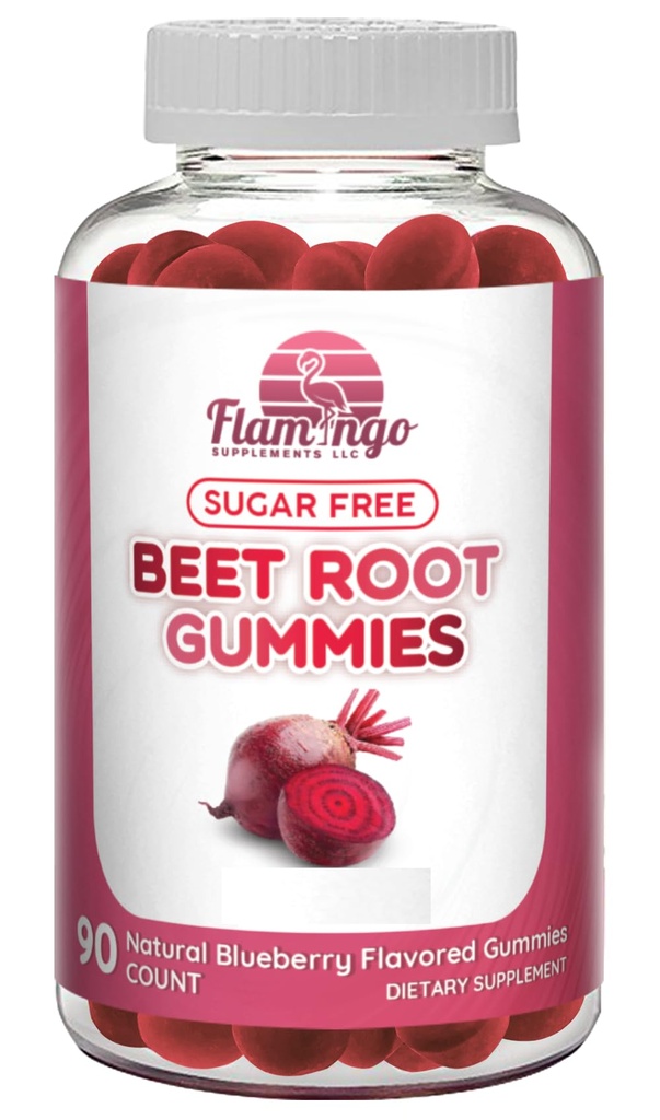 Sladkor brez dušikovega oksida Beet Root Gummies - Beet Root Chewables za atletsko zmogljivost, Nitric Oxide Booster, Energija, pretok krvi in kroženje - 90 Bees Root Gummy Chews.