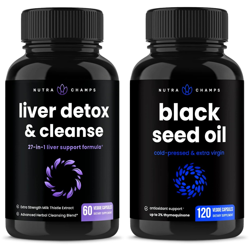 NutraChamps Jetrna čistila Razstrupljanje in črno seme Oil kapsule paket