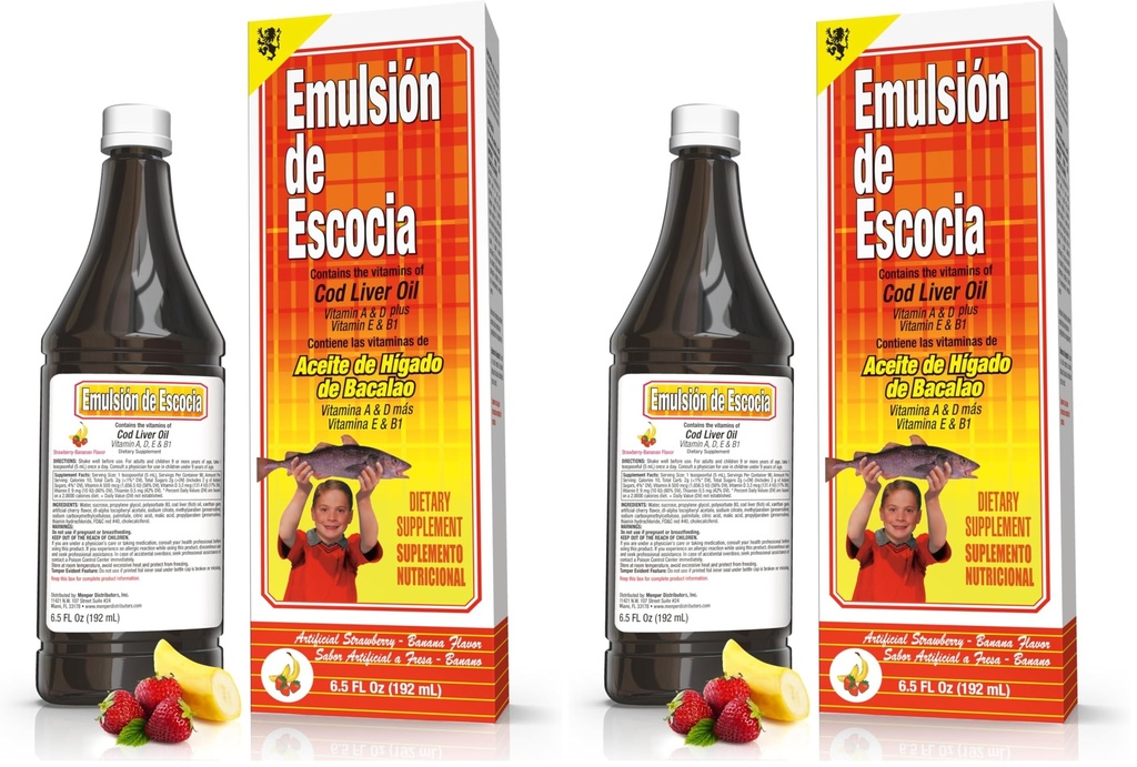 EMULSION DE ESCOCIA Jagoda/Banana 6.5 Oz. Trsko olje jeter (paket z 2)